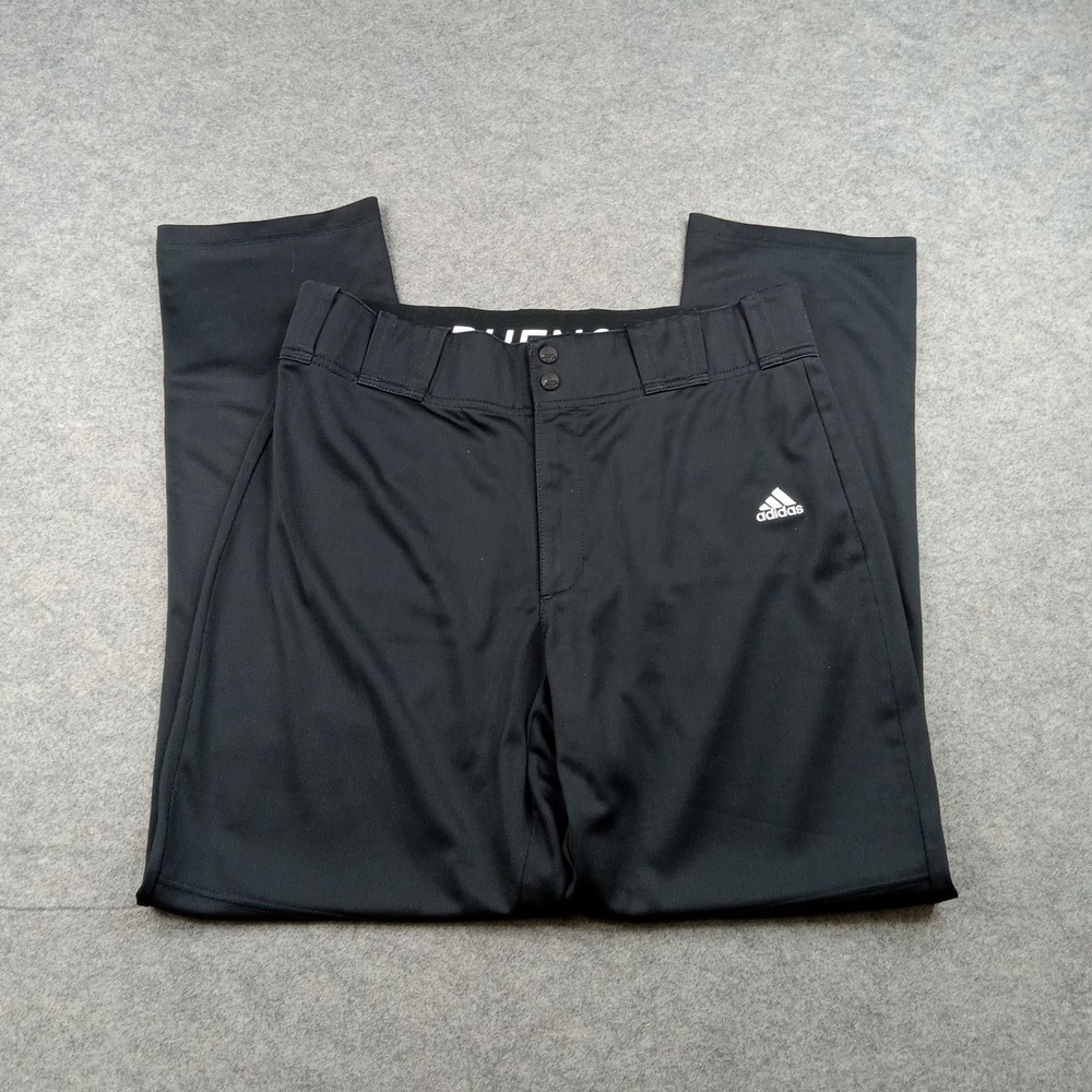 Adidas Pants Mens 36x32 Black Polyester Performance Straight‎ Leg Casual Dress